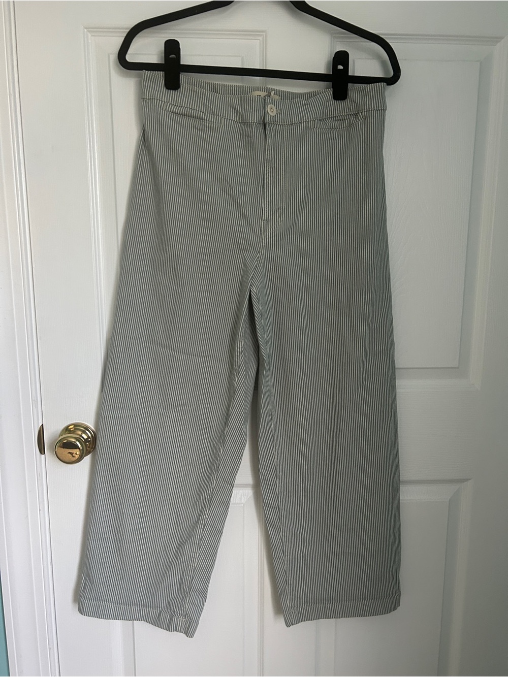Madewell Women’s Pinstripe Wide-Leg Emmet- Light Blue & White